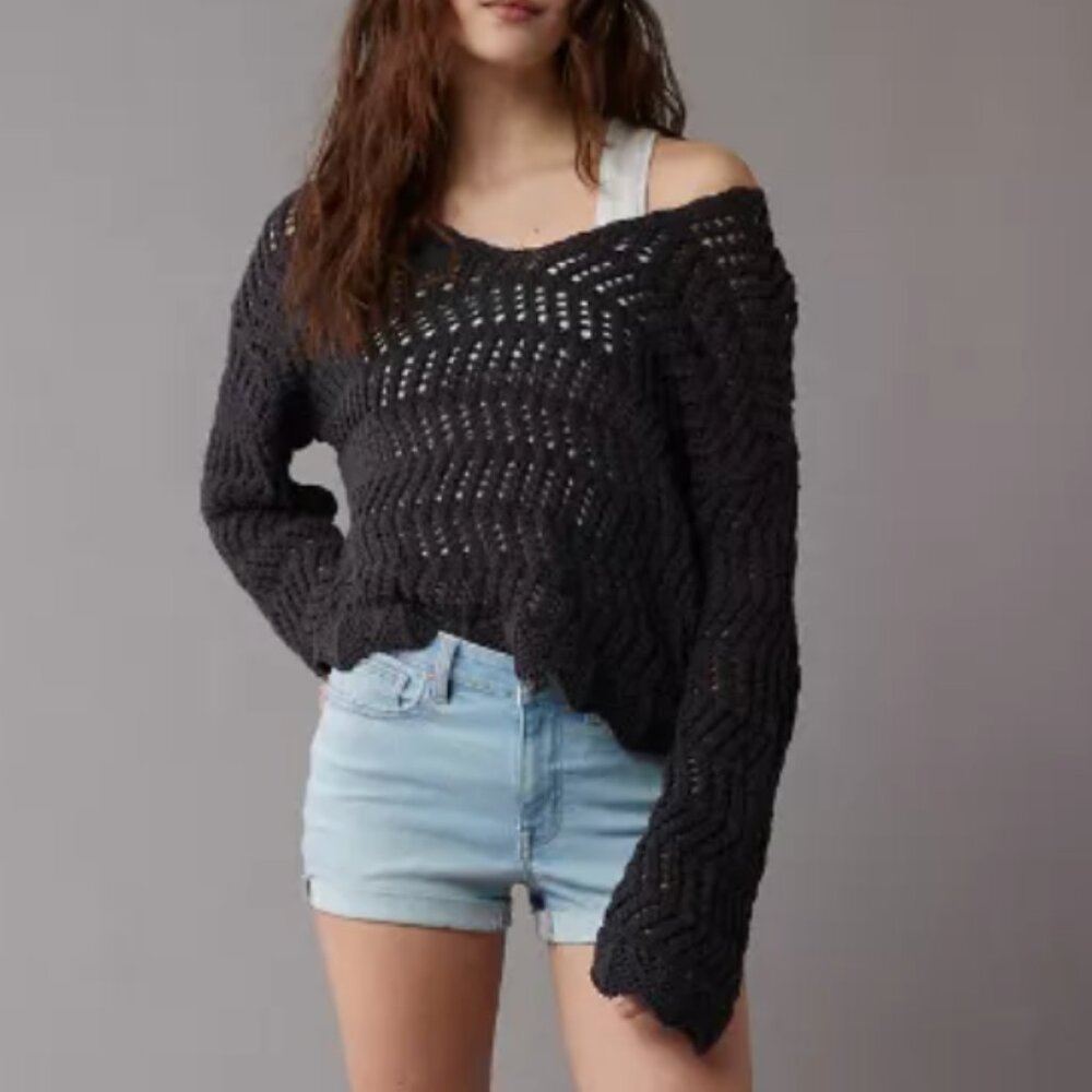 AE Crochet V-Neck Sweater